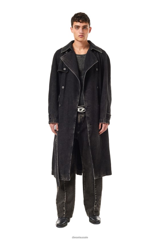 Diesel d-delirious double breasted trench coat Apparel Black/Dark grey Men 2XT44N55