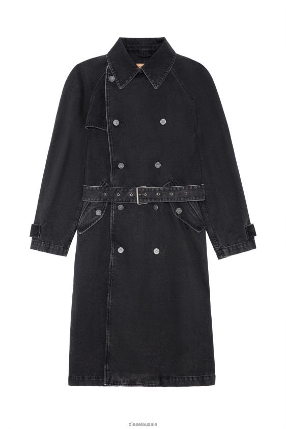 Diesel d-delirious double breasted trench coat Apparel Black/Dark grey Men 2XT44N55