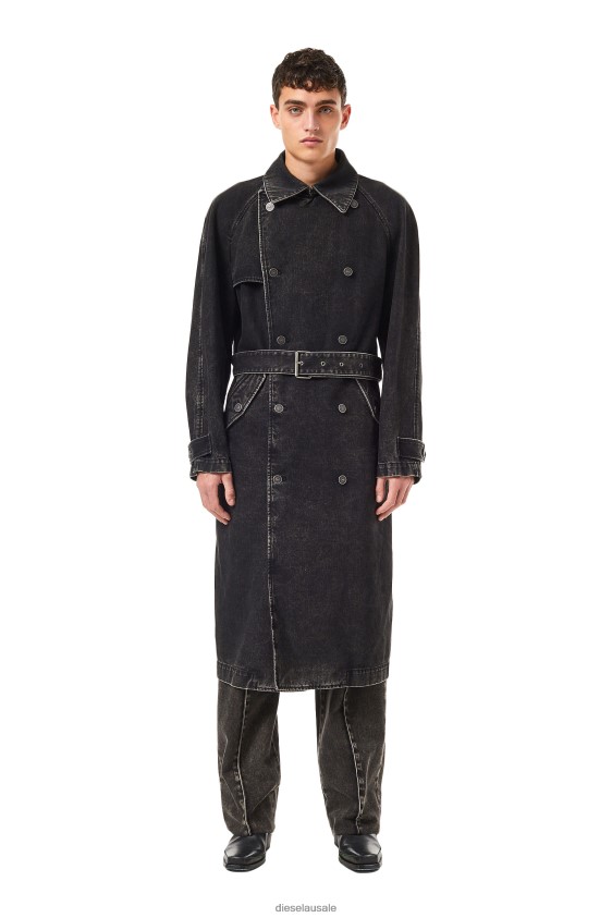 Diesel d-delirious double breasted trench coat Apparel Black/Dark grey Men 2XT44N55