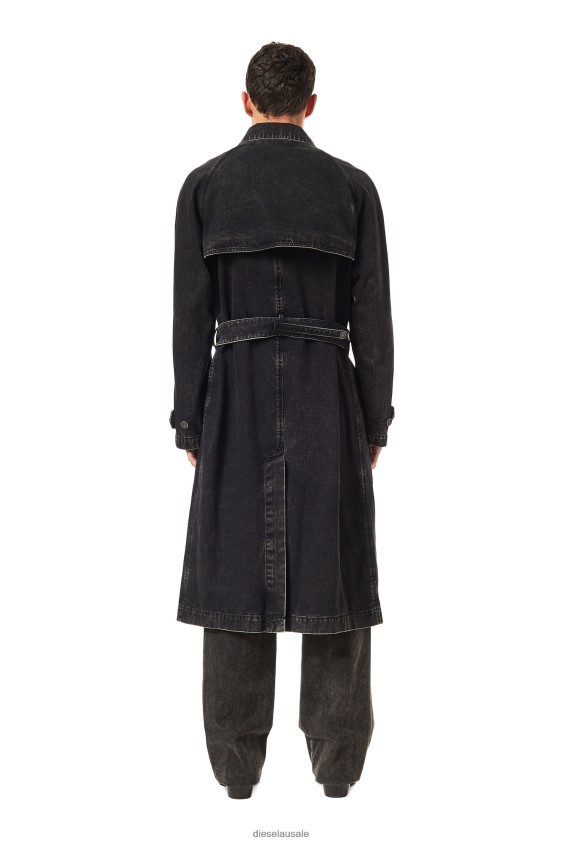 Diesel d-delirious double breasted trench coat Apparel Black/Dark grey Men 2XT44N55