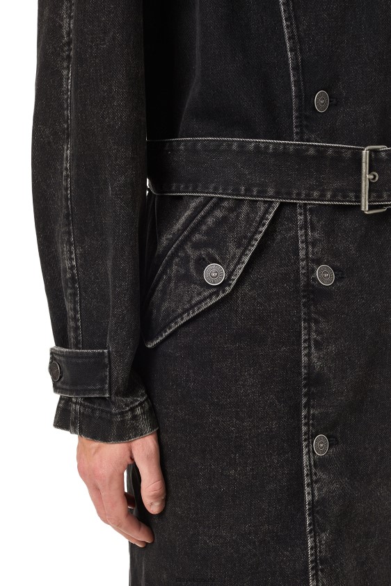 Diesel d-delirious double breasted trench coat Apparel Black/Dark grey Men 2XT44N55