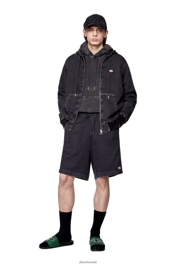 Diesel d-boxy track denim shorts Apparel Black/Dark grey Men 2XT44N386