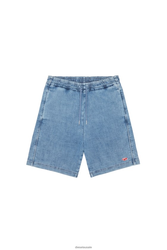 Diesel d-boxy track denim shorts Apparel Light Blue Men 2XT44N391