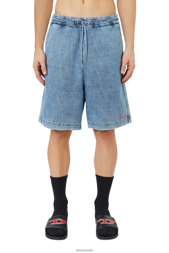Diesel d-boxy track denim shorts Apparel Light Blue Men 2XT44N391