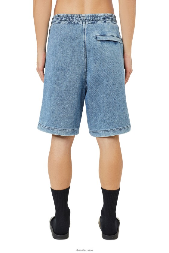 Diesel d-boxy track denim shorts Apparel Light Blue Men 2XT44N391