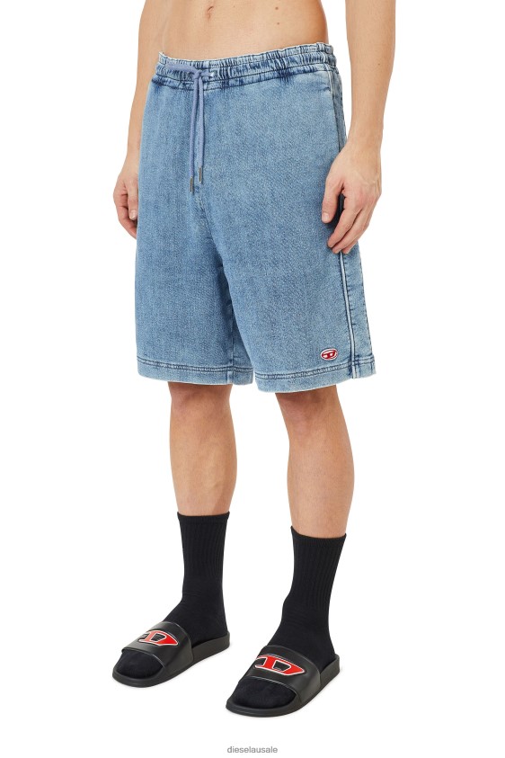 Diesel d-boxy track denim shorts Apparel Light Blue Men 2XT44N391