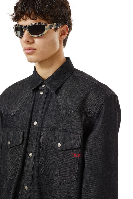Diesel d-ocean western shirt Apparel Black/Dark grey Men 2XT44N331