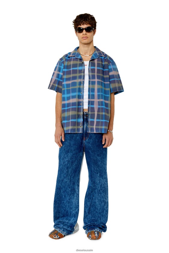 Diesel s-frank-check Apparel Green/Blue Men 2XT44N309