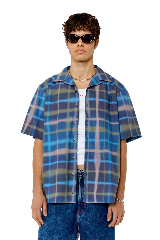 Diesel s-frank-check Apparel Green/Blue Men 2XT44N309
