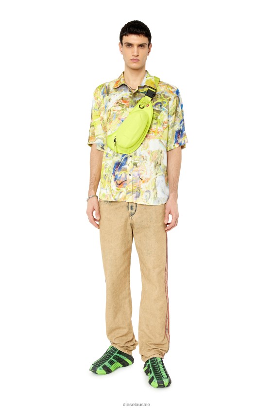 Diesel s-umbe-ssl-print Apparel Green/Yellow Men 2XT44N320