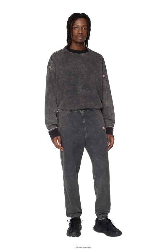 Diesel d-krib track denim sweatshirt Apparel Black/Dark grey Men 2XT44N159