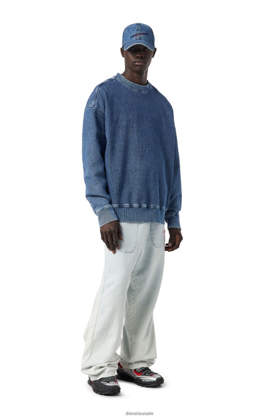Diesel d-krib track denim sweatshirt Apparel Medium blue Men 2XT44N152