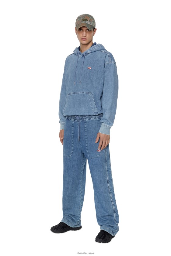 Diesel d-um-rib track denim hoodie Apparel Light Blue Men 2XT44N150