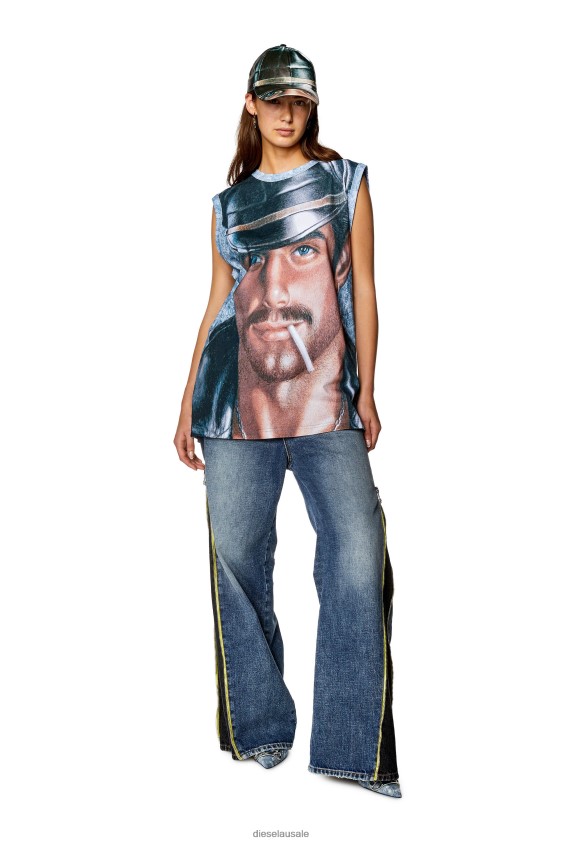 Diesel pr-t-bisco-longer Apparel Azure Men 2XT44N255