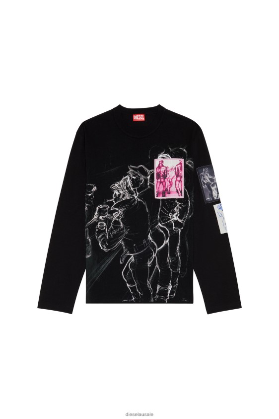 Diesel pr-t-crane-ls Apparel Black Men 2XT44N252