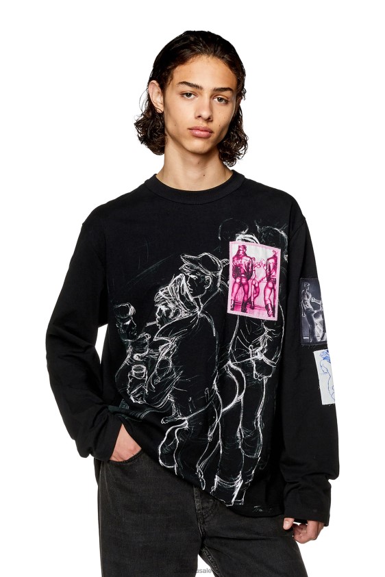 Diesel pr-t-crane-ls Apparel Black Men 2XT44N252
