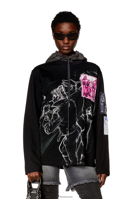 Diesel pr-t-crane-ls Apparel Black Men 2XT44N252