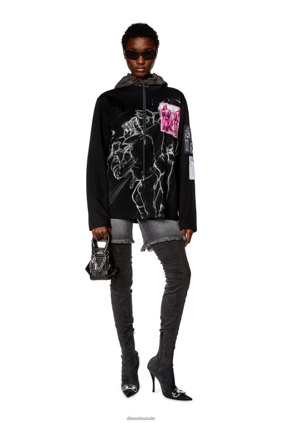 Diesel pr-t-crane-ls Apparel Black Men 2XT44N252