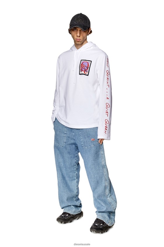 Diesel pr-t-crane-ls-hood Apparel White Men 2XT44N271