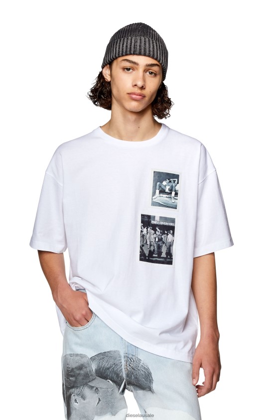 Diesel pr-t-nlabel-23b Apparel White Men 2XT44N267
