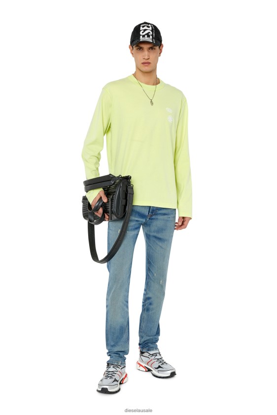 Diesel t-crane-ls-slits Apparel Yellow Fluo Men 2XT44N176