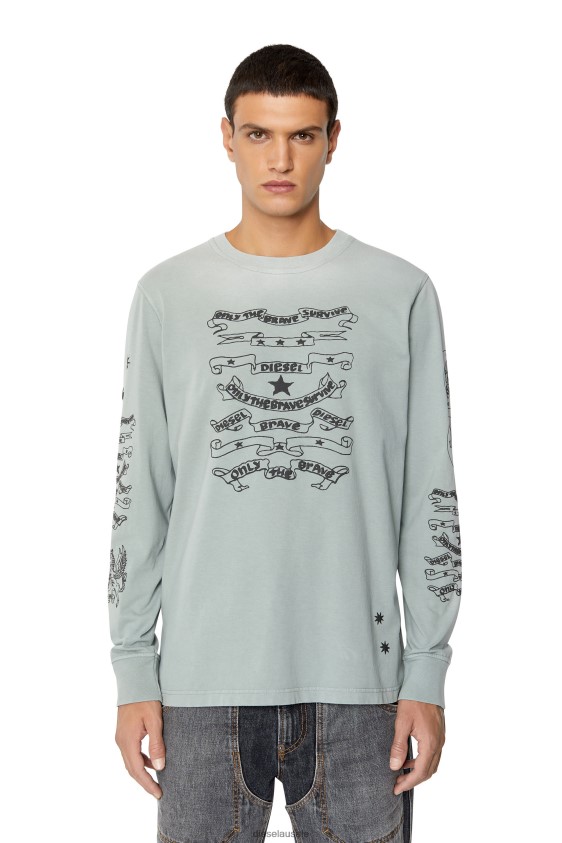 Diesel t-just-ls-e3 Apparel Grey Men 2XT44N205