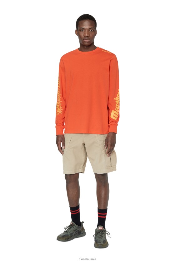 Diesel t-just-ls-e6 Apparel Orange Men 2XT44N199