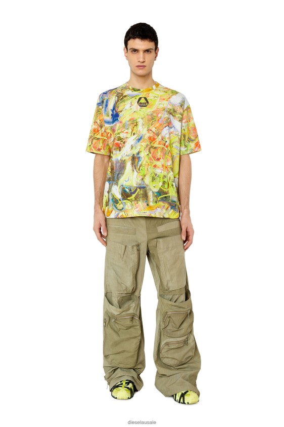 Diesel t-wash-g8 Apparel White/Yellow Men 2XT44N233