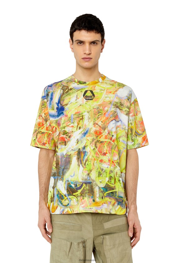 Diesel t-wash-g8 Apparel White/Yellow Men 2XT44N233
