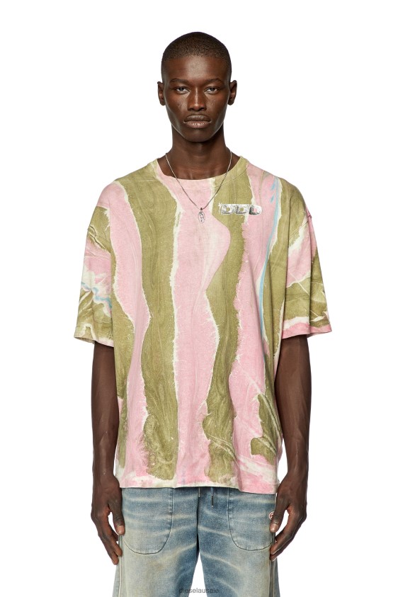 Diesel t-wash-l2 Apparel Green/Pink Men 2XT44N276