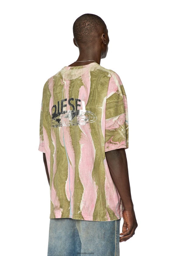 Diesel t-wash-l2 Apparel Green/Pink Men 2XT44N276