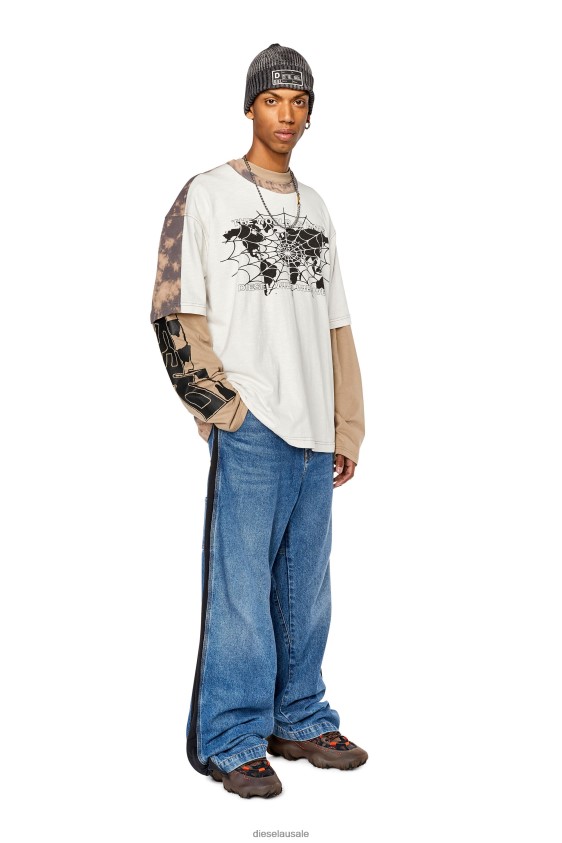 Diesel t-washbicol Apparel Pink/White Men 2XT44N268