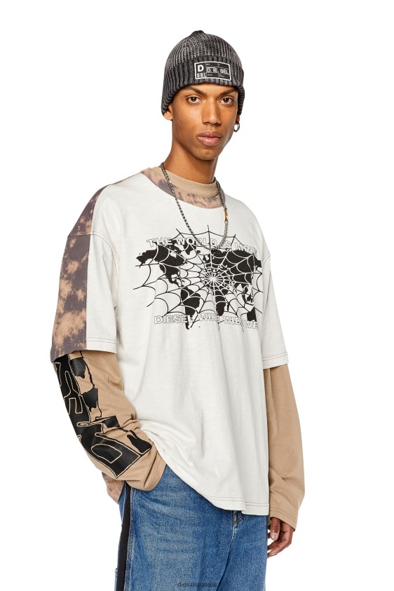 Diesel t-washbicol Apparel Pink/White Men 2XT44N268
