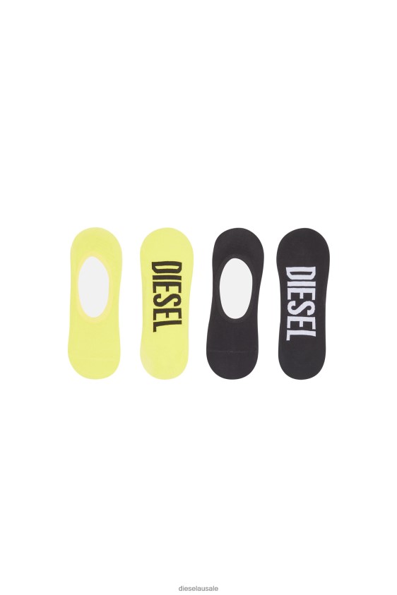 Diesel skm-hidepat-twopack socks 2pack Apparel Black/Yellow Men 2XT44N599