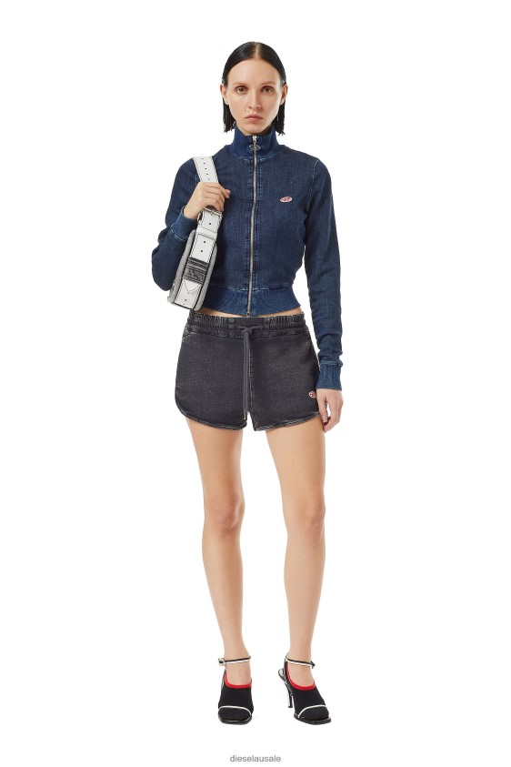 Diesel d-sunny track denim running shorts Apparel Black/Dark grey Women 2XT44N989