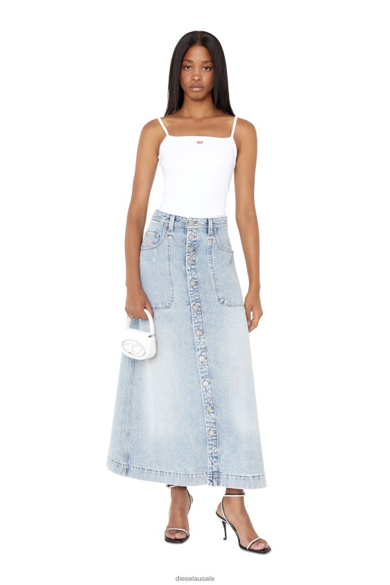 Diesel de-albus-l a-line long skirt Apparel Light Blue Women 2XT44N1041