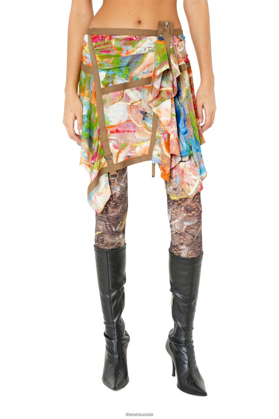 Diesel o-diantha-print Apparel Brown/Red Women 2XT44N1033
