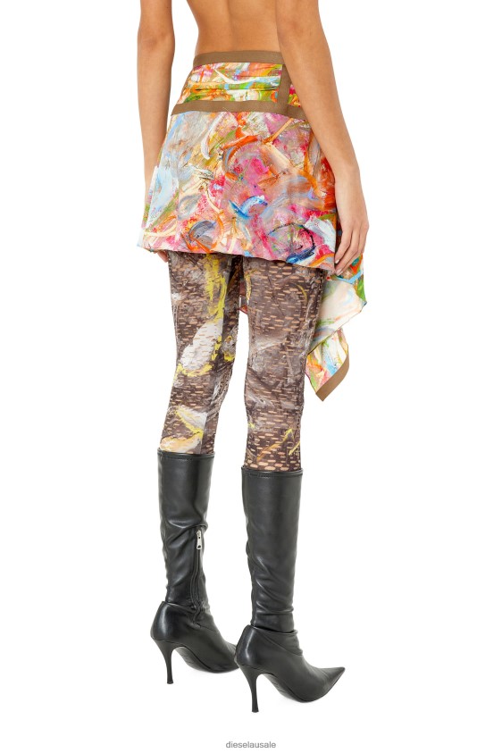 Diesel o-diantha-print Apparel Brown/Red Women 2XT44N1033