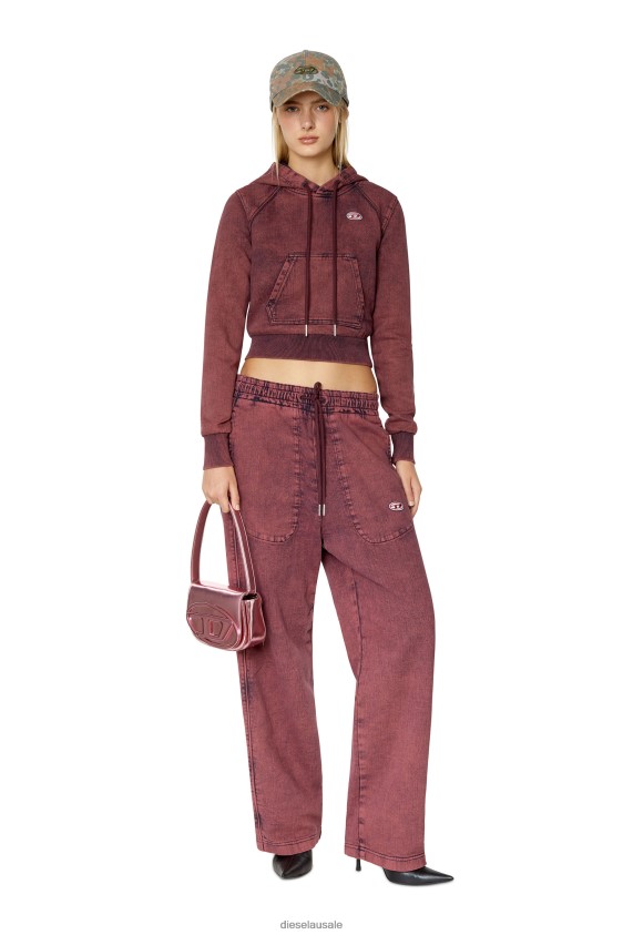 Diesel d-angy track denim hoodie Apparel Red Women 2XT44N902