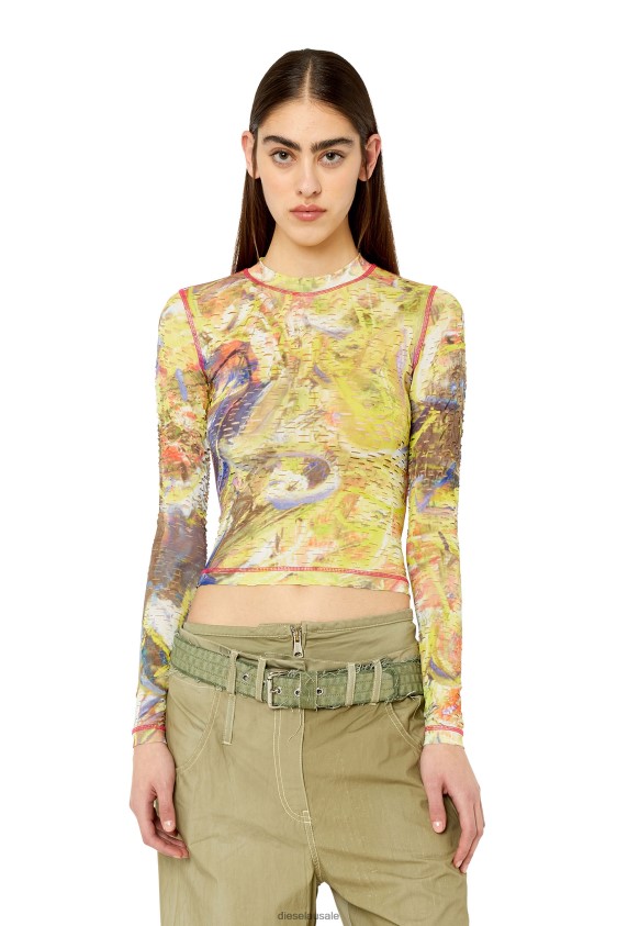 Diesel t-claddy Apparel White/Yellow Women 2XT44N960