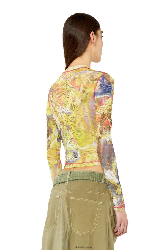 Diesel t-claddy Apparel White/Yellow Women 2XT44N960
