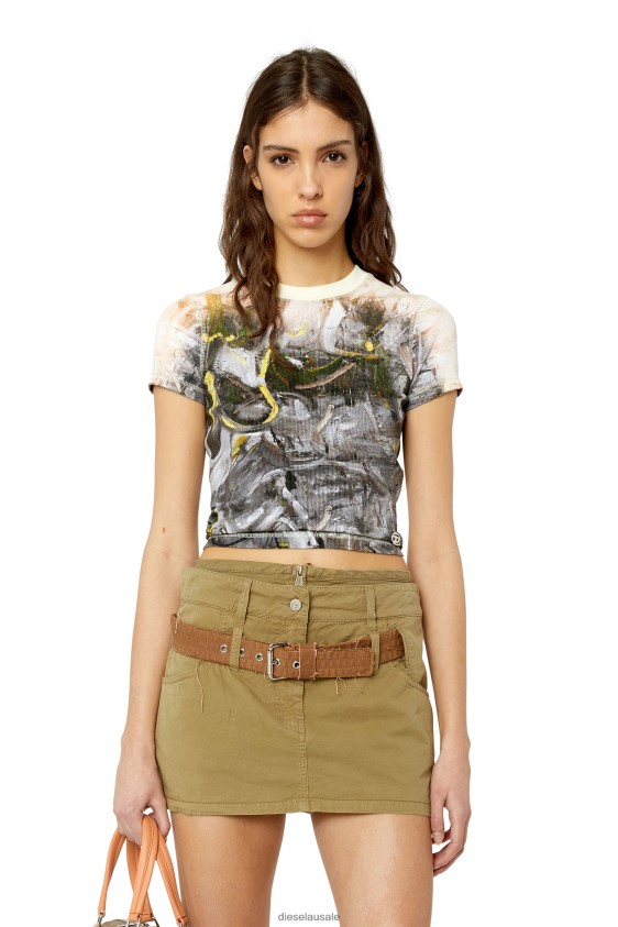 Diesel t-skinzy-g1 Apparel Grey/White Women 2XT44N940